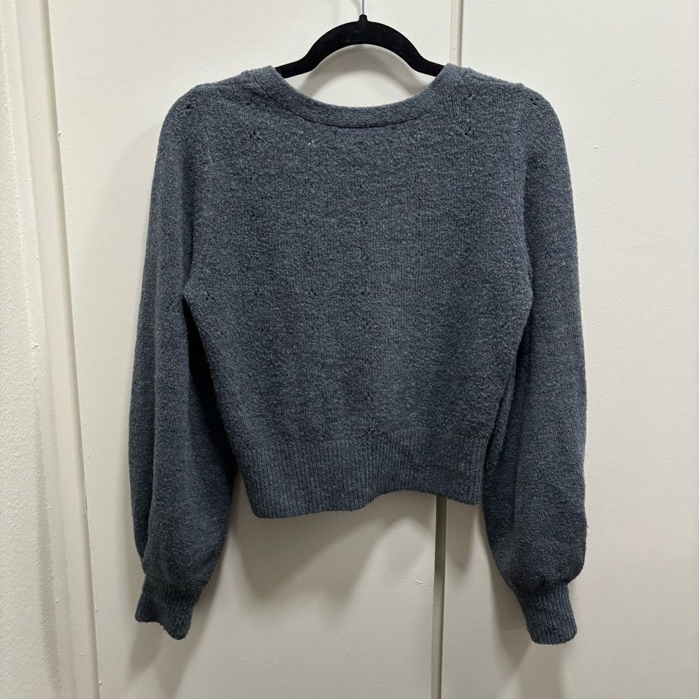 Abercrombie & Fitch Women’s Small Dark Grey Eyelet Cottagecore Cardigan - Picture 2 of 6
